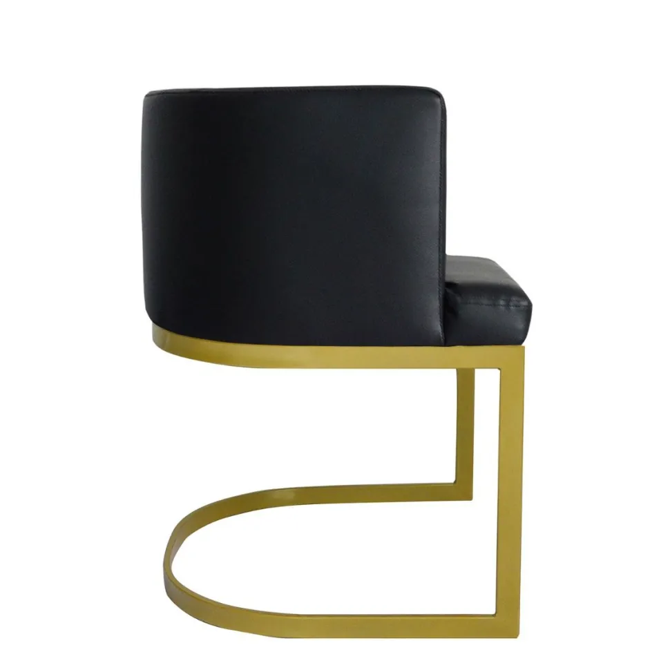 Chaise / Fauteuil Noellie Simili P.U. Noir pieds Or