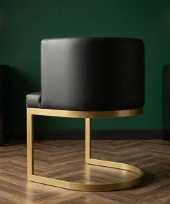 Chaise / Fauteuil Noellie Simili P.U. Noir pieds Or