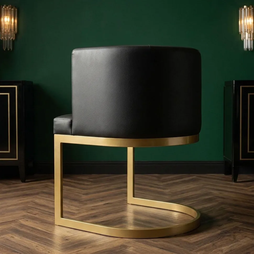 Chaise / Fauteuil Noellie Simili P.U. Noir pieds Or