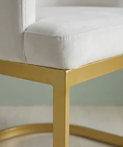 Chaise / Fauteuil Noellie Velours Blanc pieds Or