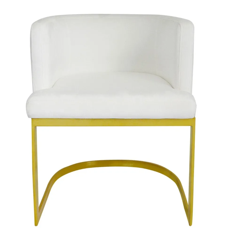 Chaise / Fauteuil Noellie Velours Blanc pieds Or