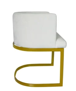 Chaise / Fauteuil Noellie Velours Blanc pieds Or