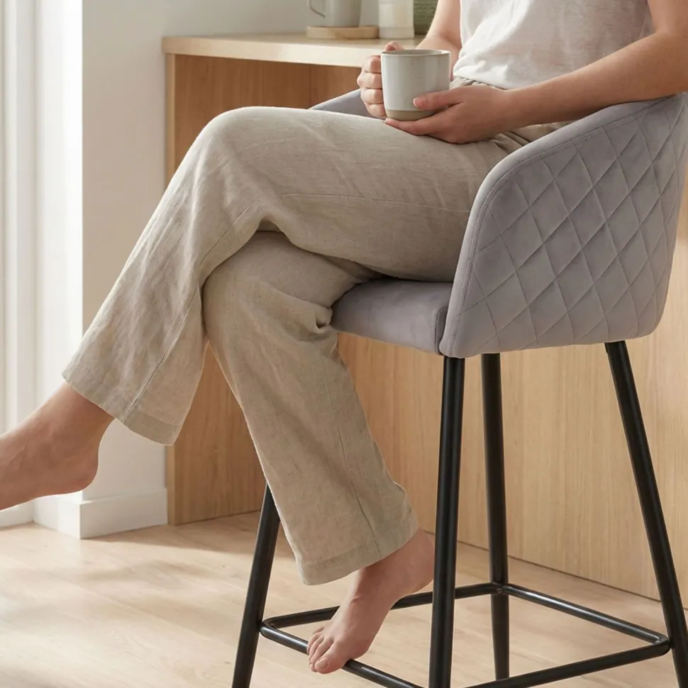 Chaise de bar Bobby Velours Argent