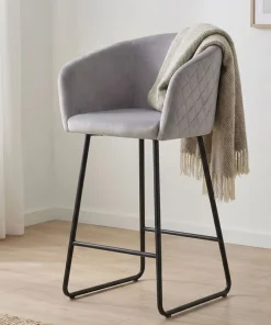 Chaise de bar Bobby Velours Argent