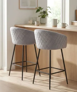 Chaise de bar Bobby Velours Argent
