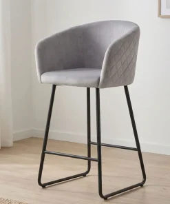 Chaise de bar Bobby Velours Argent