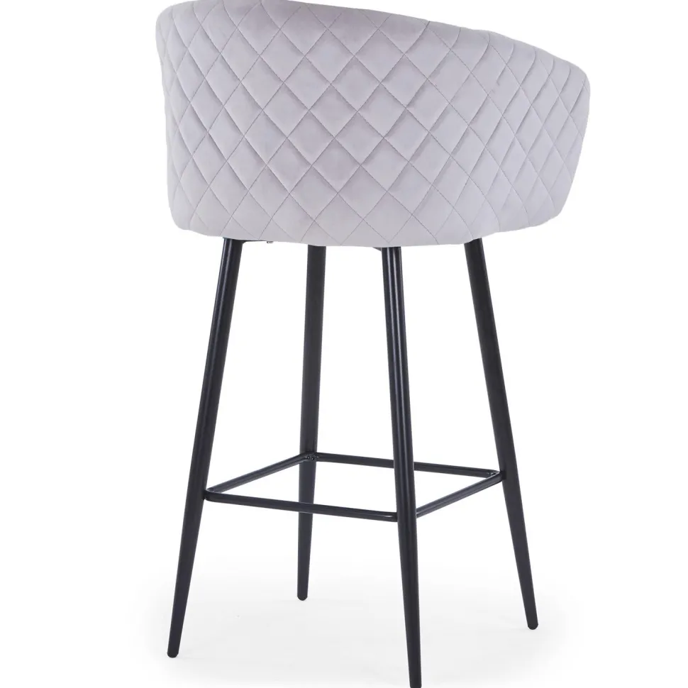 Chaise de bar Bobby Velours Argent