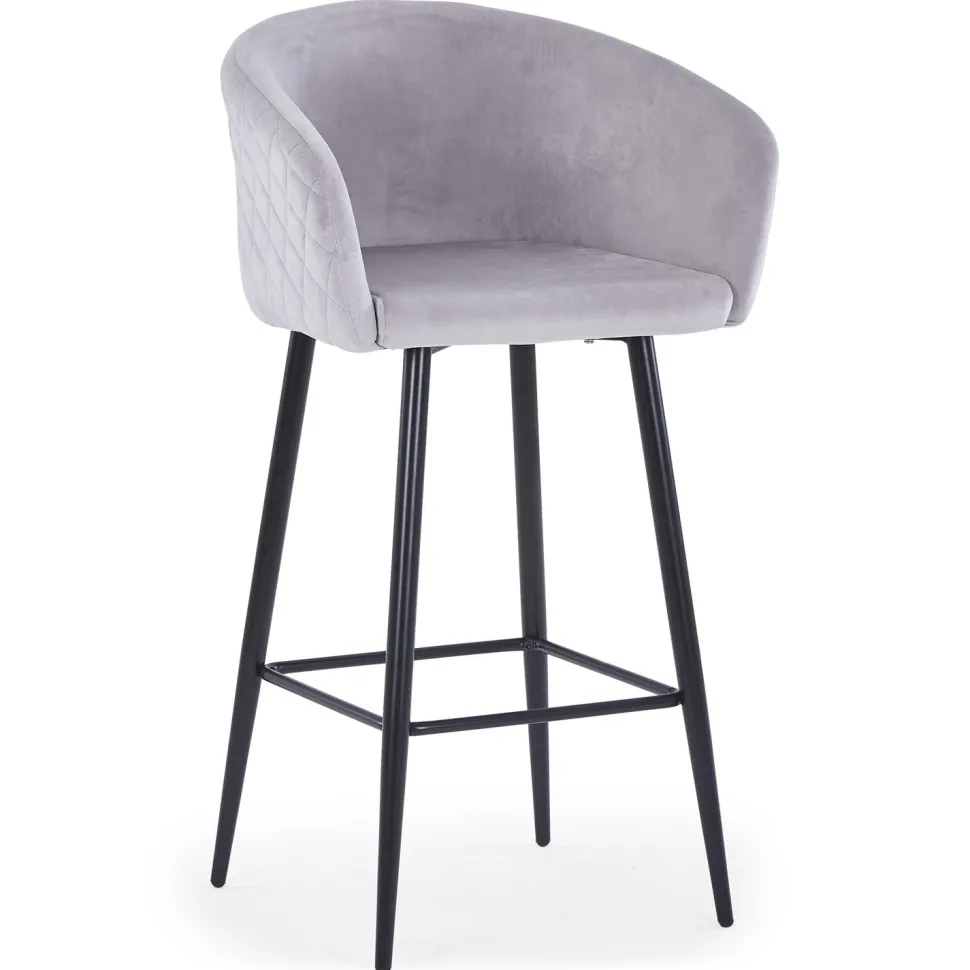 Chaise de bar Bobby Velours Argent