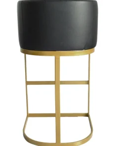 Chaise de bar Noellie Simili P.U. Noir Pieds Or