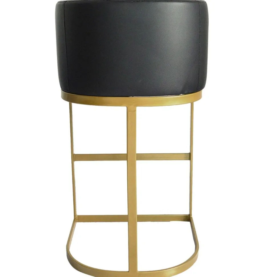 Chaise de bar Noellie Simili P.U. Noir Pieds Or
