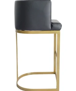 Chaise de bar Noellie Simili P.U. Noir Pieds Or