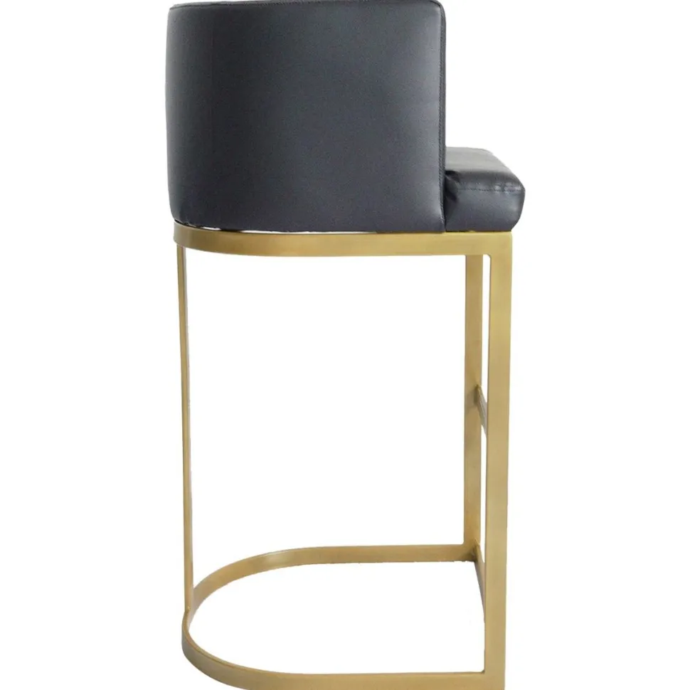 Chaise de bar Noellie Simili P.U. Noir Pieds Or