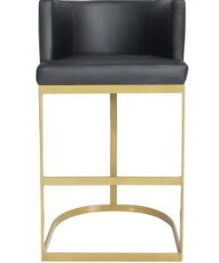 Chaise de bar Noellie Simili P.U. Noir Pieds Or