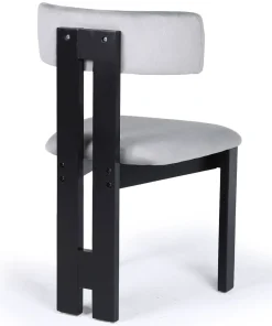 Chaise de salle à manger design Ceriz Bois noir et Velours Gris