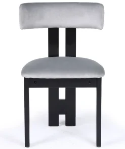Chaise de salle à manger design Ceriz Bois noir et Velours Gris