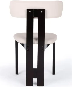 Chaise de salle à manger design Ceriz Bois foncé et Velours Beige