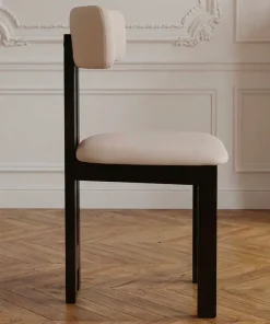 Chaise de salle à manger design Ceriz Bois foncé et Velours Beige