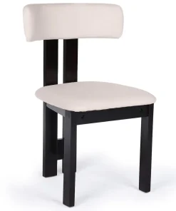 Chaise de salle à manger design Ceriz Bois foncé et Velours Beige