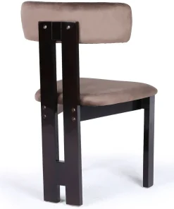 Chaise de salle à manger design Ceriz Bois foncé et Velours Marron