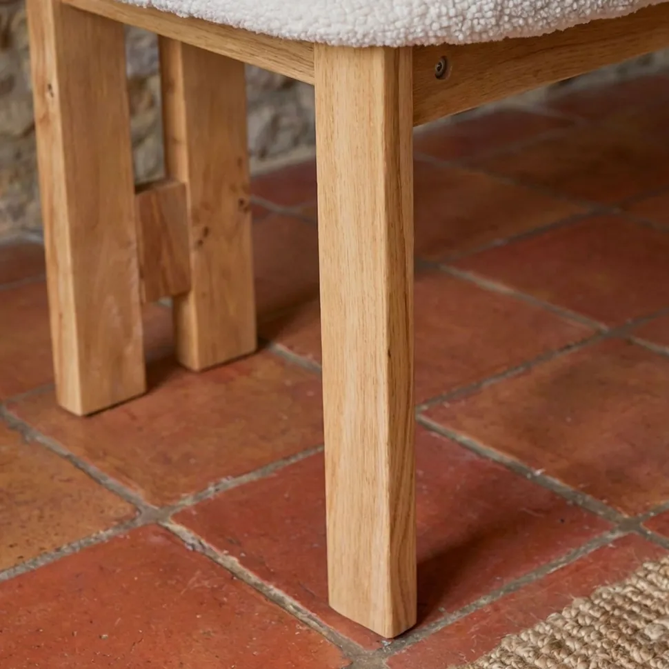 Chaise de salle à manger design Ceriz Bois clair et Tissu bouclette Beige