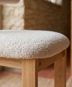 Chaise de salle à manger design Ceriz Bois clair et Tissu bouclette Beige