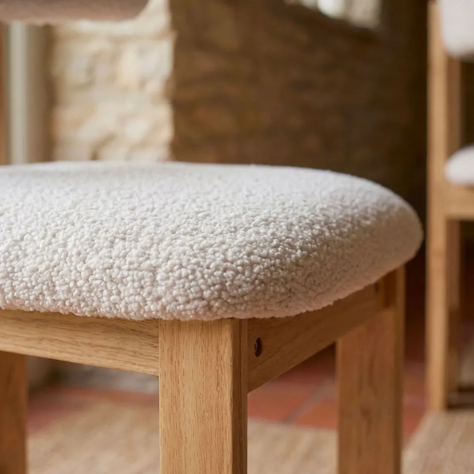 Chaise de salle à manger design Ceriz Bois clair et Tissu bouclette Beige