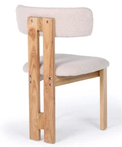 Chaise de salle à manger design Ceriz Bois clair et Tissu bouclette Beige
