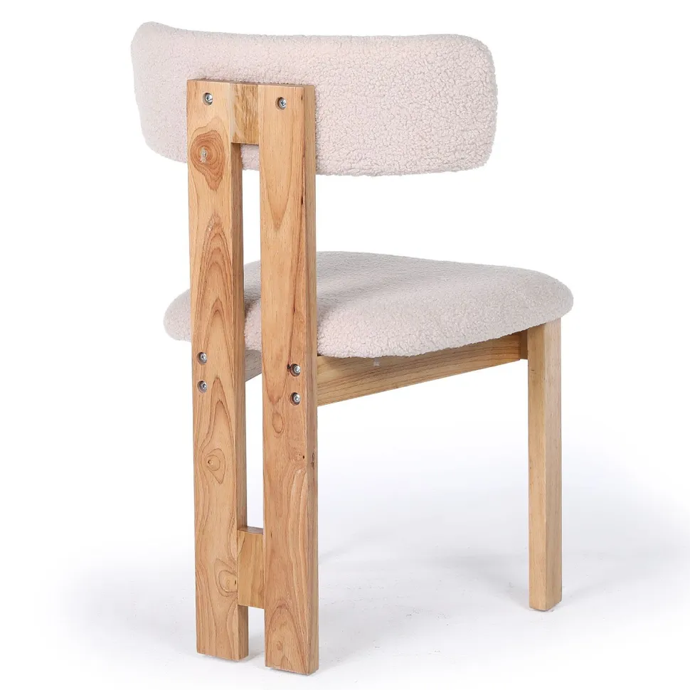 Chaise de salle à manger design Ceriz Bois clair et Tissu bouclette Beige