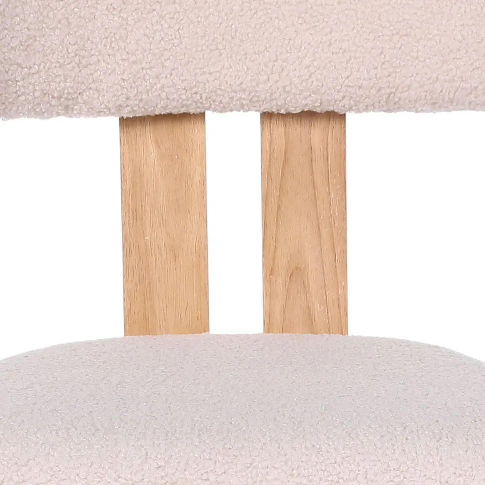 Chaise de salle à manger design Ceriz Bois clair et Tissu bouclette Beige