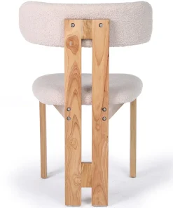 Chaise de salle à manger design Ceriz Bois clair et Tissu bouclette Beige