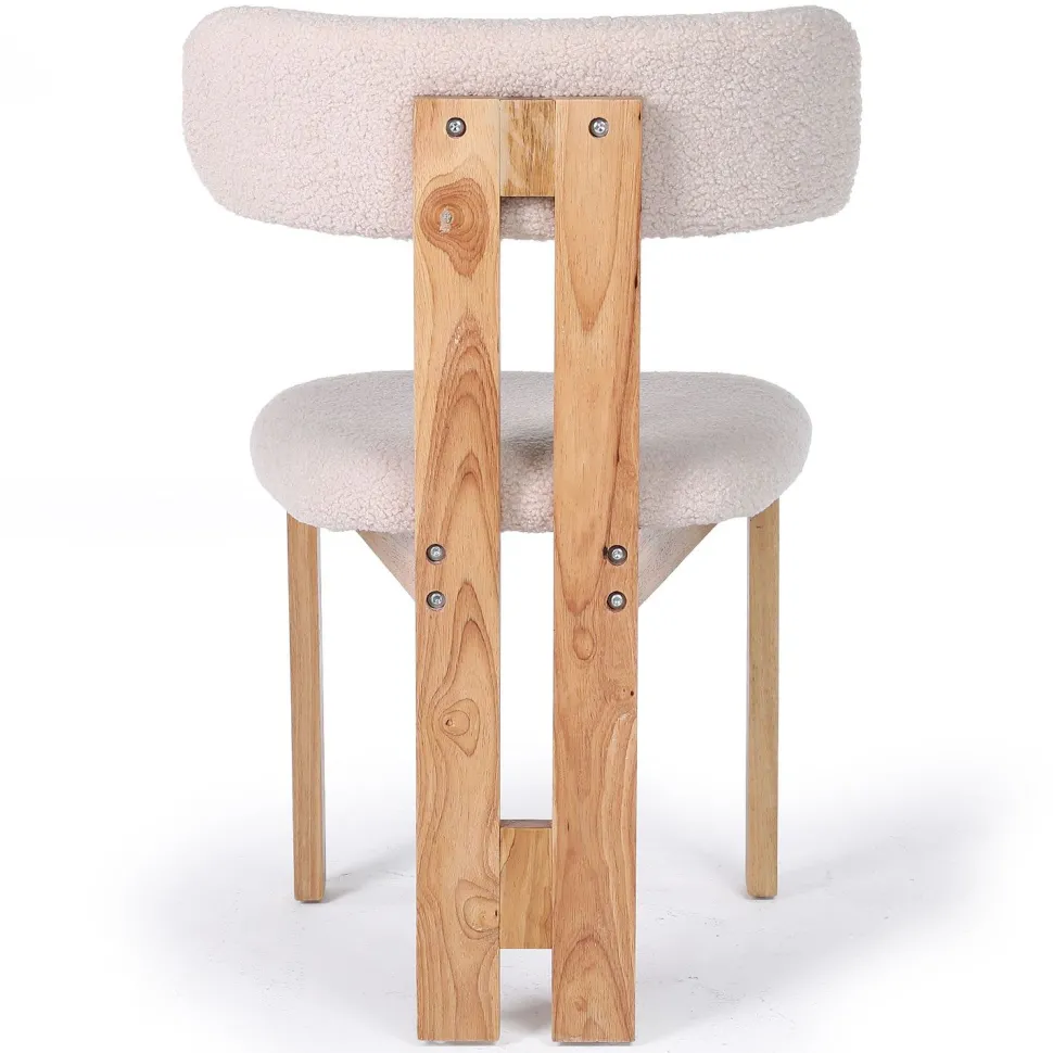 Chaise de salle à manger design Ceriz Bois clair et Tissu bouclette Beige