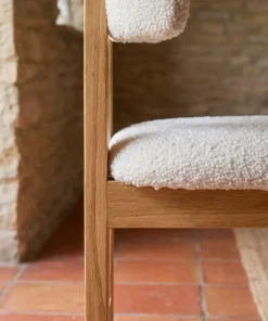 Chaise de salle à manger design Ceriz Bois clair et Tissu bouclette Beige