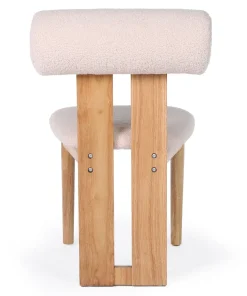 Chaise de salle à manger style intemporel Tuboli Bois clair et Tissu bouclette Beige