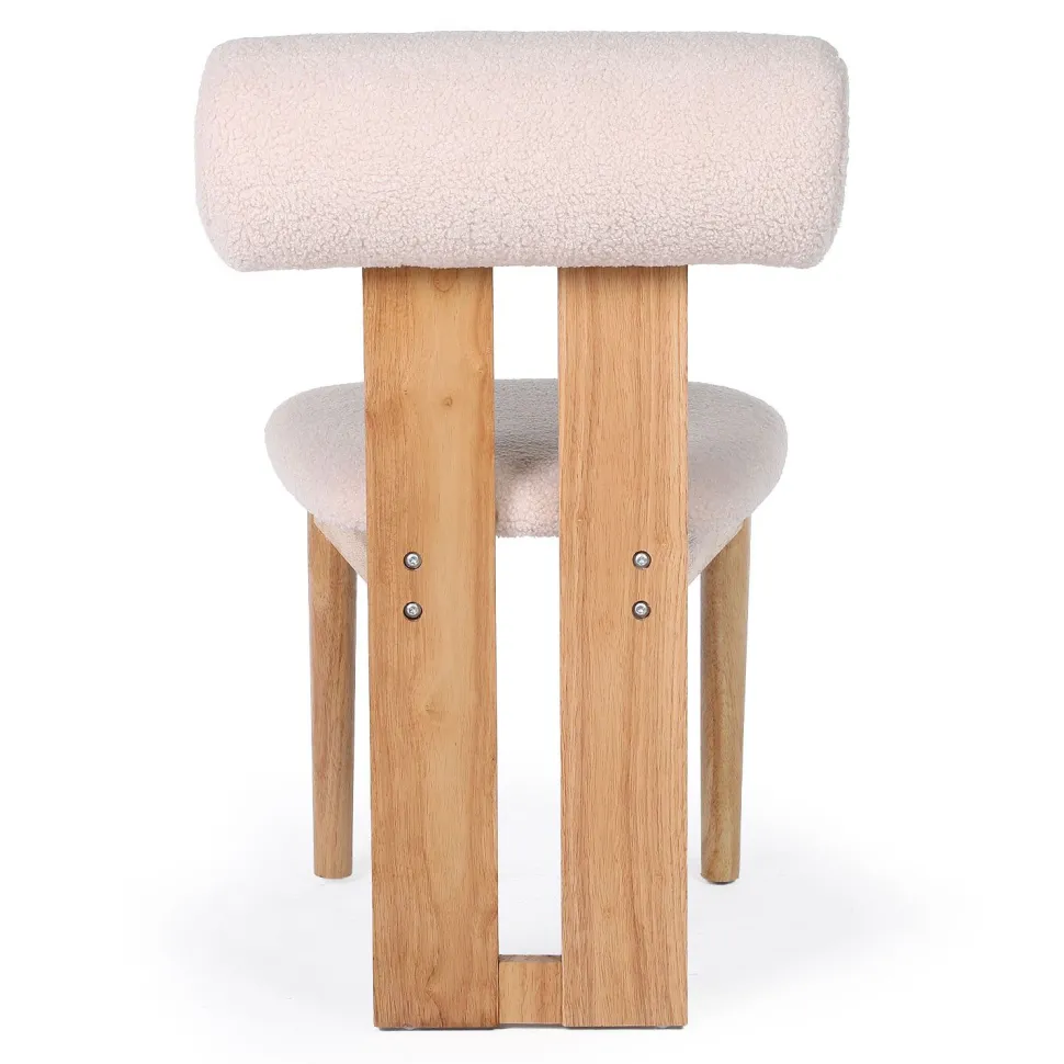 Chaise de salle à manger style intemporel Tuboli Bois clair et Tissu bouclette Beige