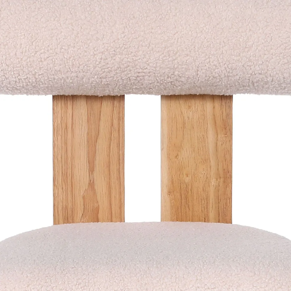 Chaise de salle à manger style intemporel Tuboli Bois clair et Tissu bouclette Beige