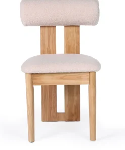 Chaise de salle à manger style intemporel Tuboli Bois clair et Tissu bouclette Beige