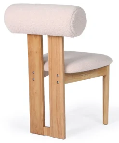 Chaise de salle à manger style intemporel Tuboli Bois clair et Tissu bouclette Beige