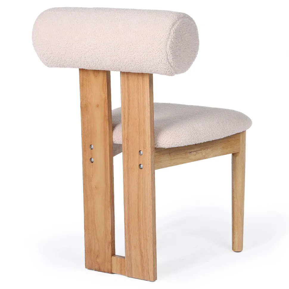Chaise de salle à manger style intemporel Tuboli Bois clair et Tissu bouclette Beige