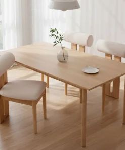 Chaise de salle à manger style intemporel Tuboli Bois clair et Tissu bouclette Beige