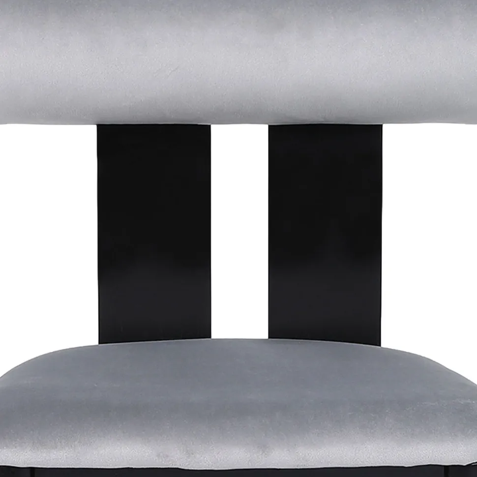 Chaise de salle à manger style intemporel Tuboli Bois Noir et Velours Gris