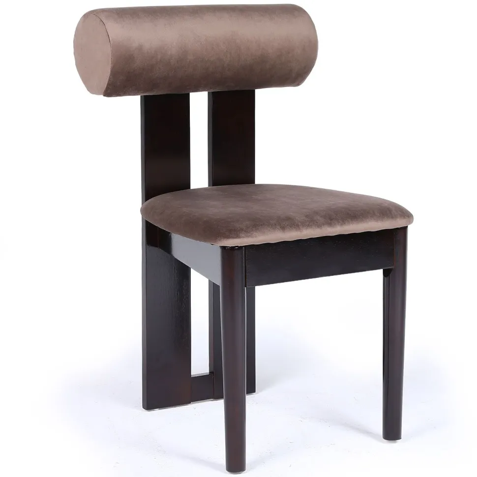 Chaise de salle à manger style intemporel Tuboli Bois foncé et Velours Marron