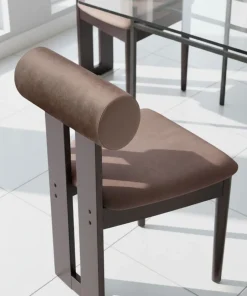 Chaise de salle à manger style intemporel Tuboli Bois foncé et Velours Marron