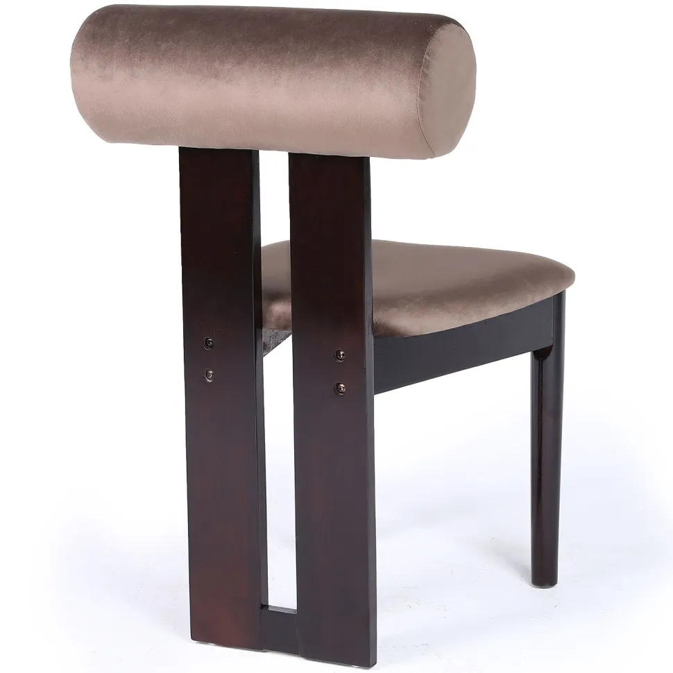 Chaise de salle à manger style intemporel Tuboli Bois foncé et Velours Marron