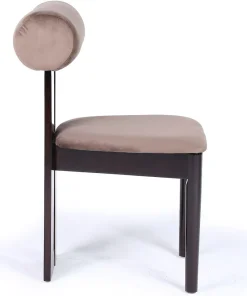 Chaise de salle à manger style intemporel Tuboli Bois foncé et Velours Marron