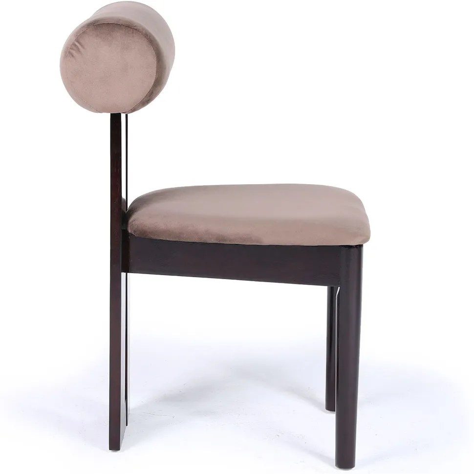 Chaise de salle à manger style intemporel Tuboli Bois foncé et Velours Marron