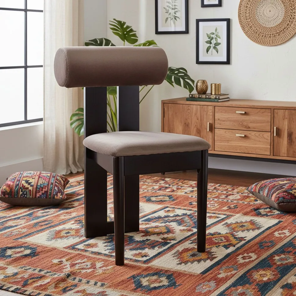 Chaise de salle à manger style intemporel Tuboli Bois foncé et Velours Marron