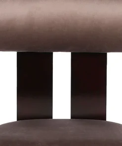 Chaise de salle à manger style intemporel Tuboli Bois foncé et Velours Marron