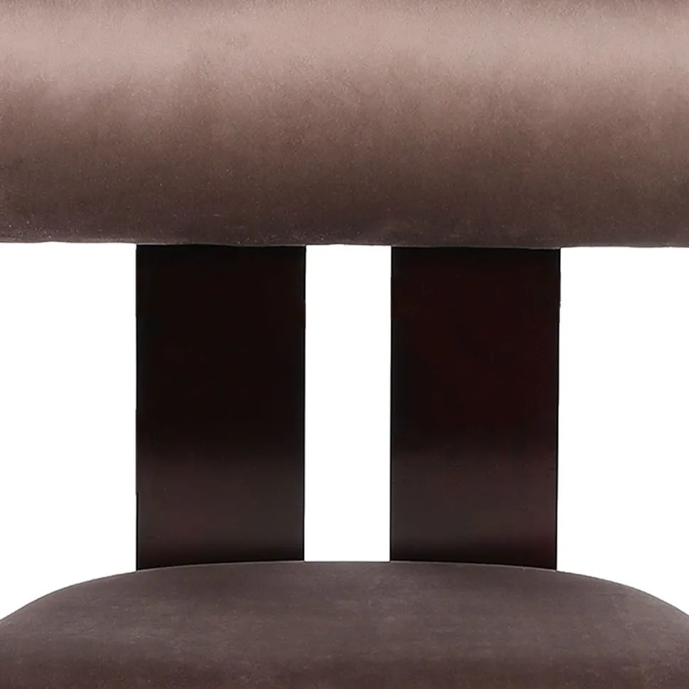 Chaise de salle à manger style intemporel Tuboli Bois foncé et Velours Marron