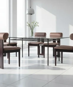 Chaise de salle à manger style intemporel Tuboli Bois foncé et Velours Marron
