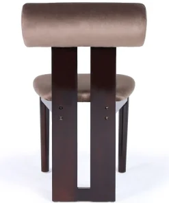 Chaise de salle à manger style intemporel Tuboli Bois foncé et Velours Marron